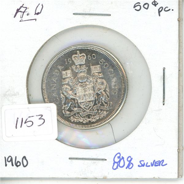 1960 .50C Canadian Silver Coin AU