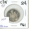 Image 1 : 1961 .50C Canadian Silver Coin AU
