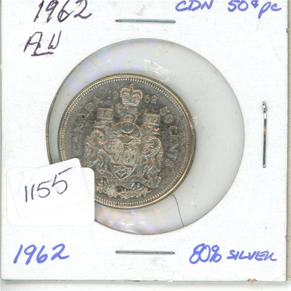 1962 .50C Canadian Silver Coin AU