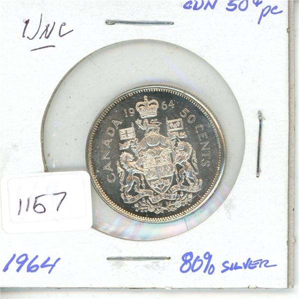 1964 .50C Canadian Silver Coin UNC