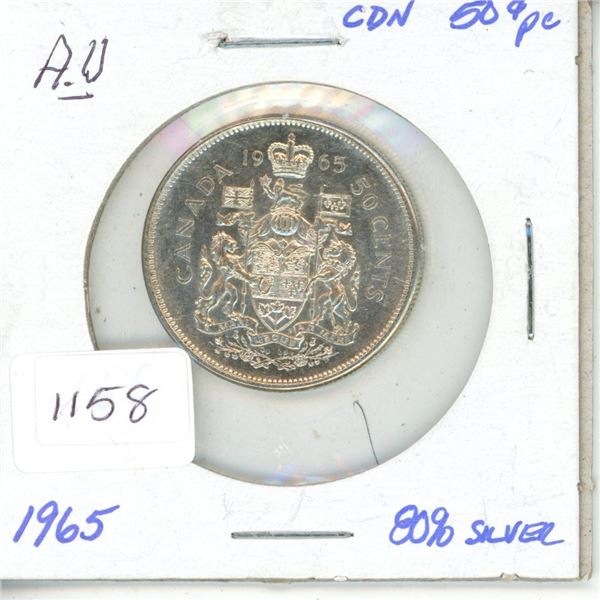 1965 .50C Canadian Silver Coin AU