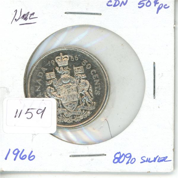 1966 .50C Canadian Silver Coin UNC