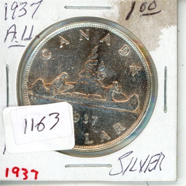 1937 $1 Canadian Silver $ AU