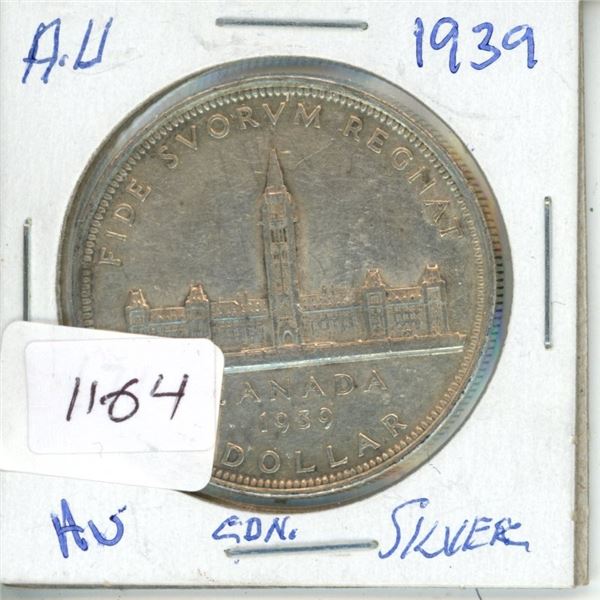 1939 $1 Canadian Silver $ AU