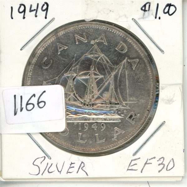 1949 $1 Canadian Silver $ EF30
