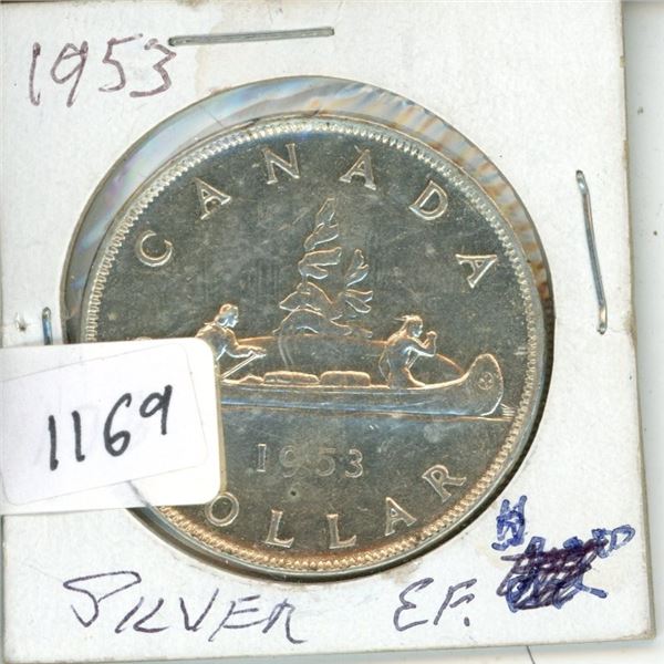 1953 $1 Canadian Silver $ EF