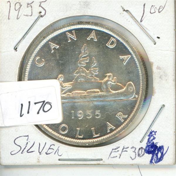 1955 $1 Canadian Silver $ EF30