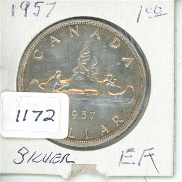 1957 $1 Canadian Silver $ EF