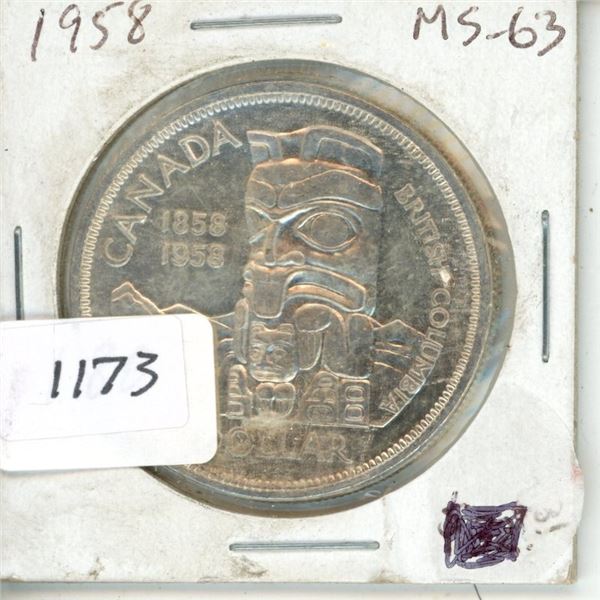 1958 $1 Canadian Silver $ MS63