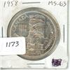Image 1 : 1958 $1 Canadian Silver $ MS63