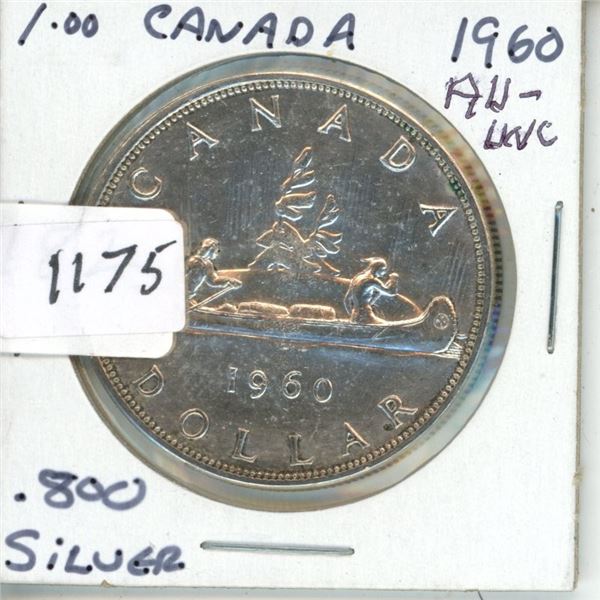 1960 $1 Canadian Silver $ AU-UNC