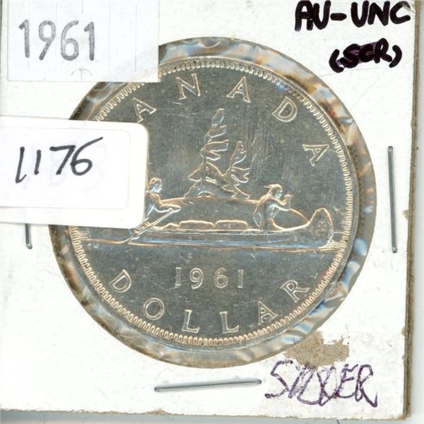 1961 $1 Canadian Silver $ AU-UNC