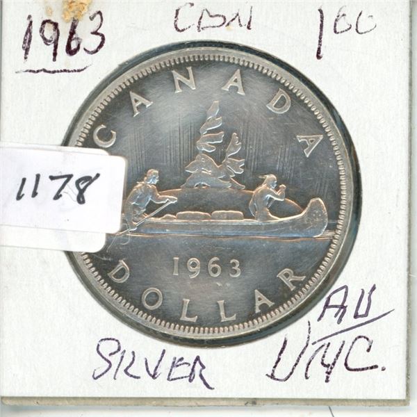 1963 $1 Canadian Silver $ AU-UNC