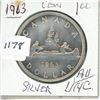 Image 1 : 1963 $1 Canadian Silver $ AU-UNC