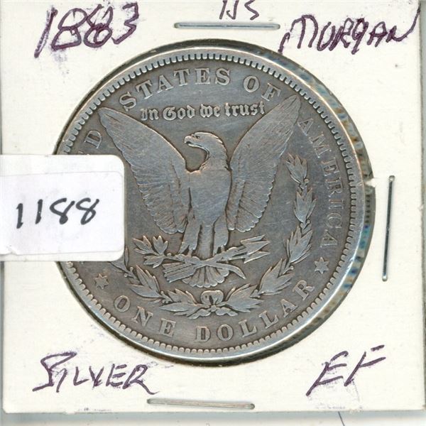 1883 USA $1 Silver Morgan EF