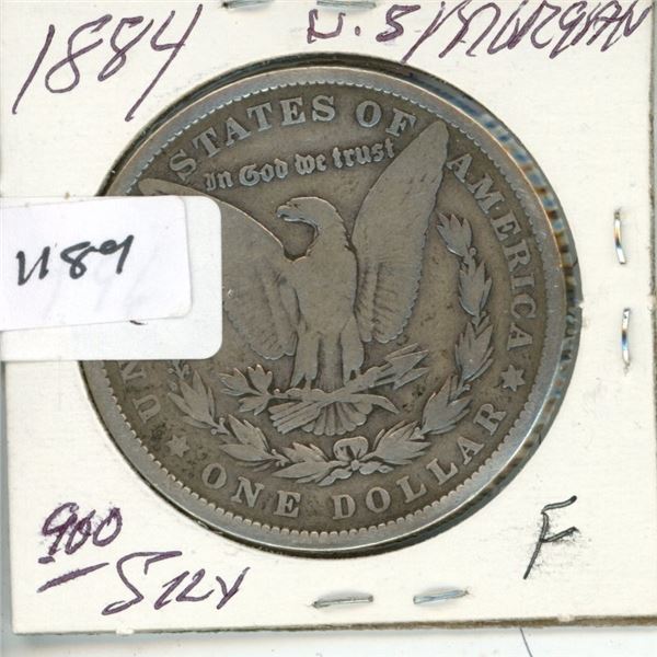 1884 USA $1 Silver Morgan F