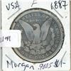 Image 1 : 1887 - O USA $1 Silver Morgan F