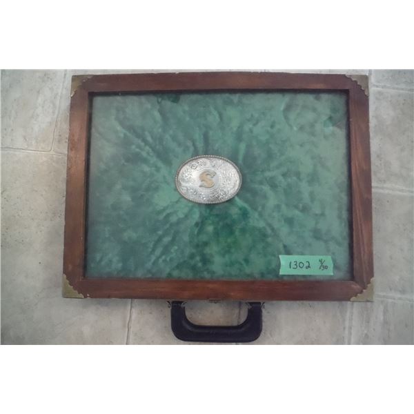 Belt buckle in display case