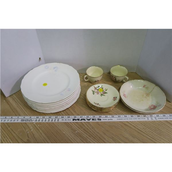 Vintage Plates & Royal Swan Tea Cups & Saucers