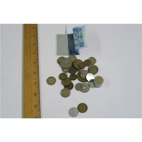 Lot of International Coins & 1 Note - Non-Silver