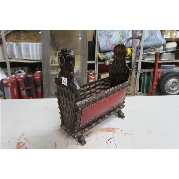 Hand Made Wooden Magazine Holder & Plastic Ballerina Picture