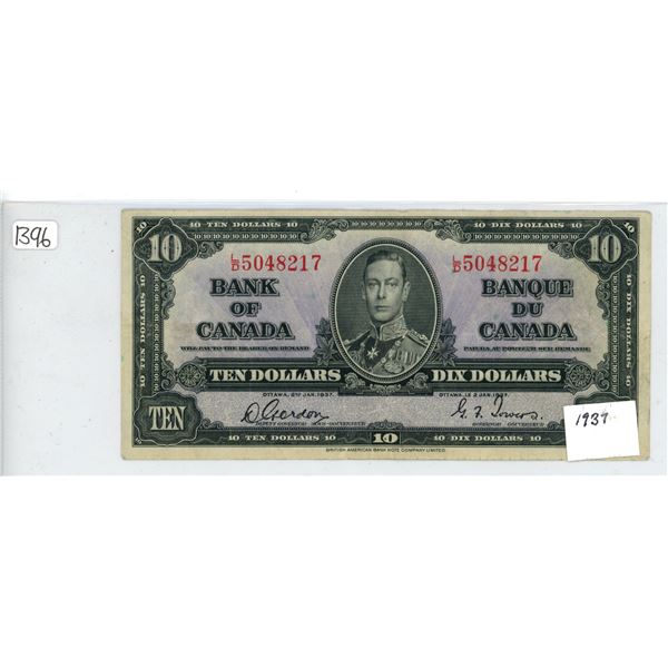 1937 Canadian $10.00 L/D prefix