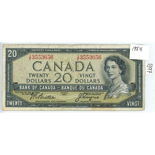 1954 Canadian $20.00 I/E prefix