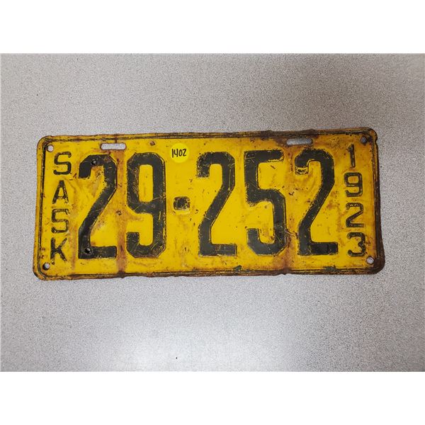 1923 Saskatchewan license plate