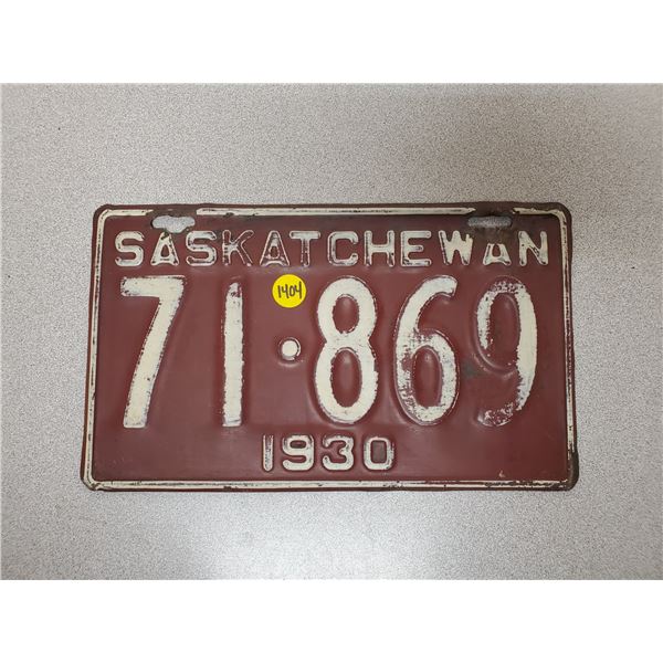 1930 Saskatchewan license plate