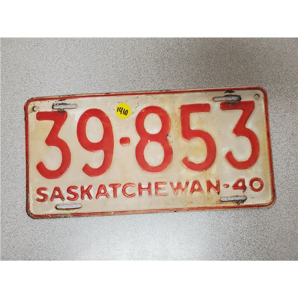 1940 Saskatchewan license plate