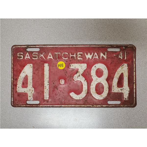 1941 Saskatchewan license plate