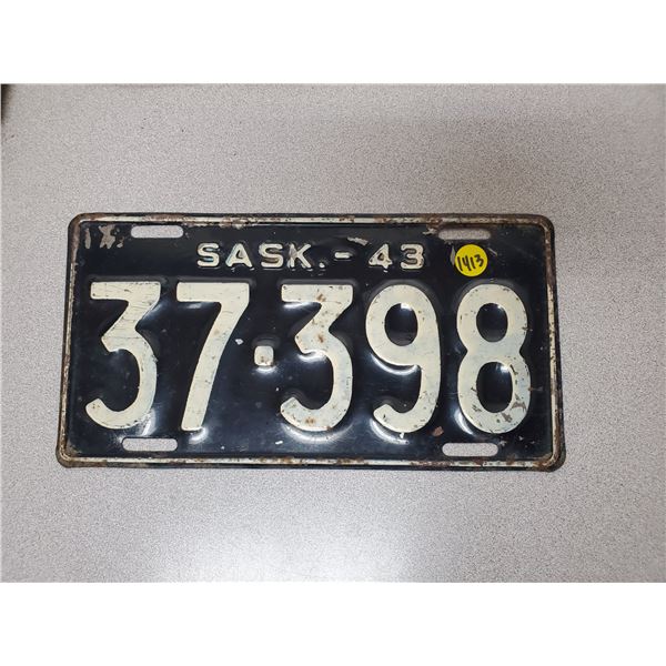 1943 Saskatchewan license plate