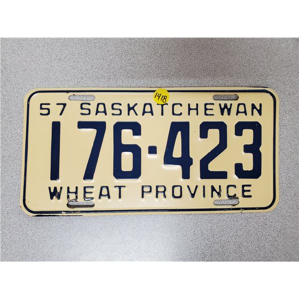 1957 Saskatchewan license plate