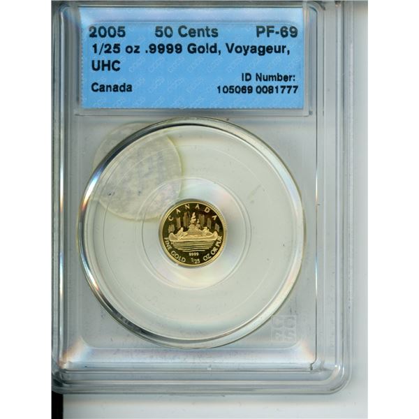 2005 50 cents 1/25 oz .9999 gold cccs pf-69