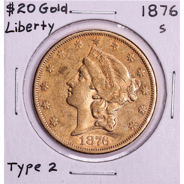 1876-S Type 2 $20 Liberty Head Double Eagle Gold Coin