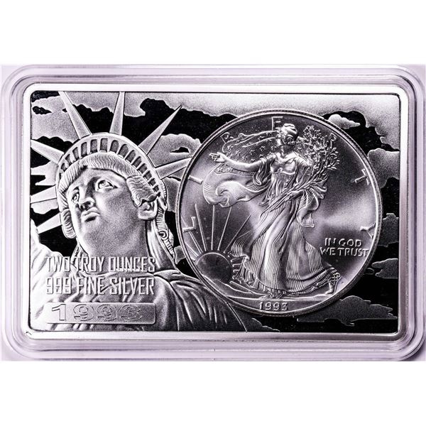 1993 $1 American Silver Eagle Coin & Two Ounce Bar Set
