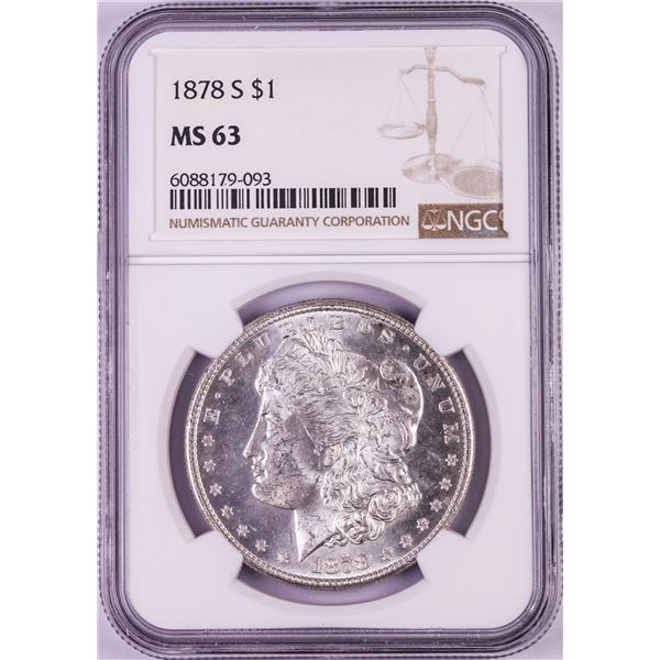 1878-S $1 Morgan Silver Dollar Coin NGC MS63