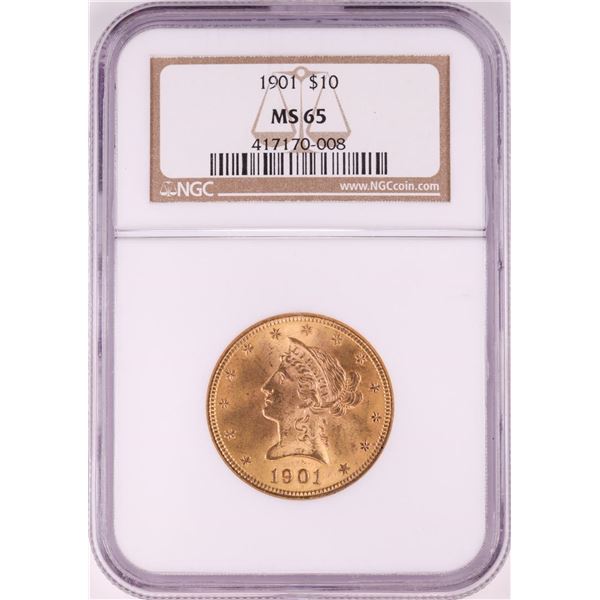 1901 $10 Liberty Head Eagle Gold Coin NGC MS65