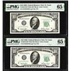Image 1 : Lot of (2) Consecutive 1950 $10 Federal Reserve Notes STL PMG Gem Uncirculated 65EPQ