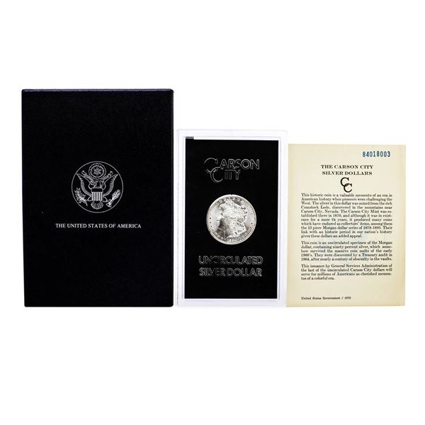 1884-CC $1 Morgan Silver Dollar Coin GSA Hoard Uncirculated w/Box & COA