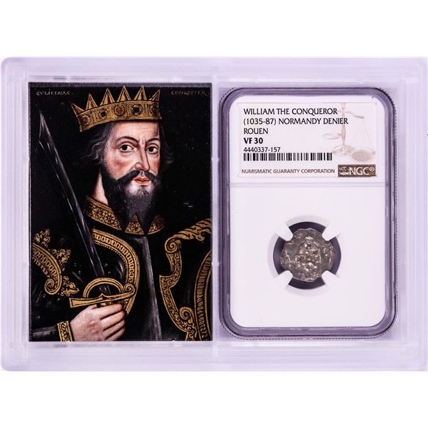 1035-87 William The Conqueror Normandy Rouen Denier Coin NGC VF30 w/ Story Box