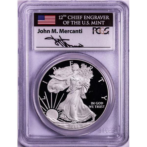 2012-S $1 Proof American Silver Eagle Coin PCGS PR70DCAM First Strike Mercanti Signed