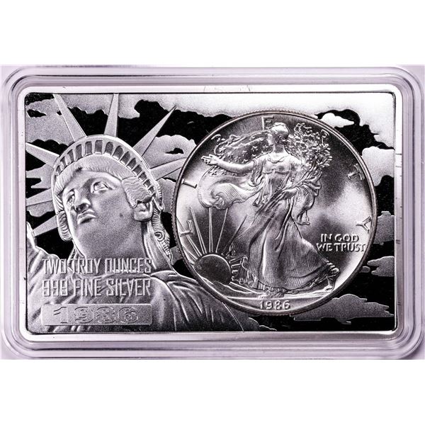 1986 $1 American Silver Eagle Coin & Two Ounce Bar Set