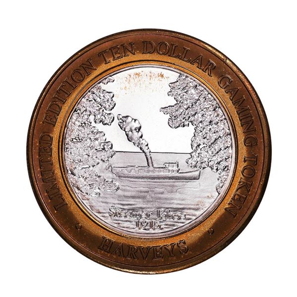 .999 Silver Harveys Lake Tahoe, Nevada $10 Casino Limited Edition Gaming Token