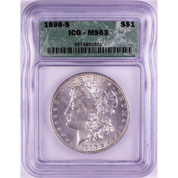 1898-S $1 Morgan Silver Dollar Coin ICG MS63