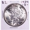 Image 1 : 1934-D $1 Peace Silver Dollar Coin