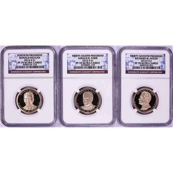 Lot of (3) 2016-S $1 Proof Presidential Dollar Coins NGC PF70 Ultra Cameo