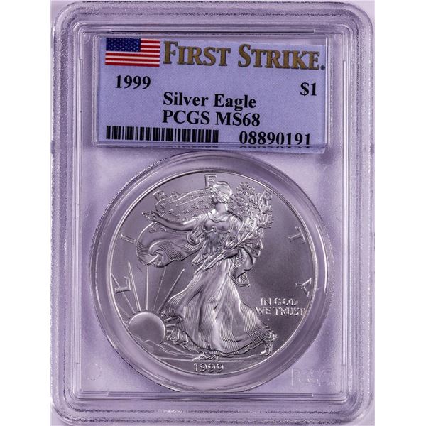 1999 $1 American Silver Eagle Coin PCGS MS68 First Strike