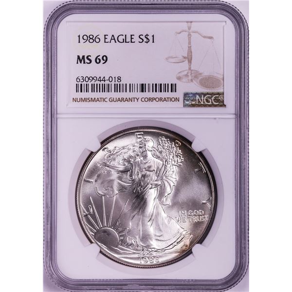 1986 $1 American Silver Eagle Coin NGC MS69