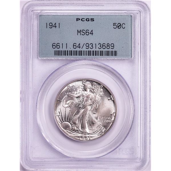 1941 Walking Liberty Half Dollar Coin PCGS MS64 Old Green Holder
